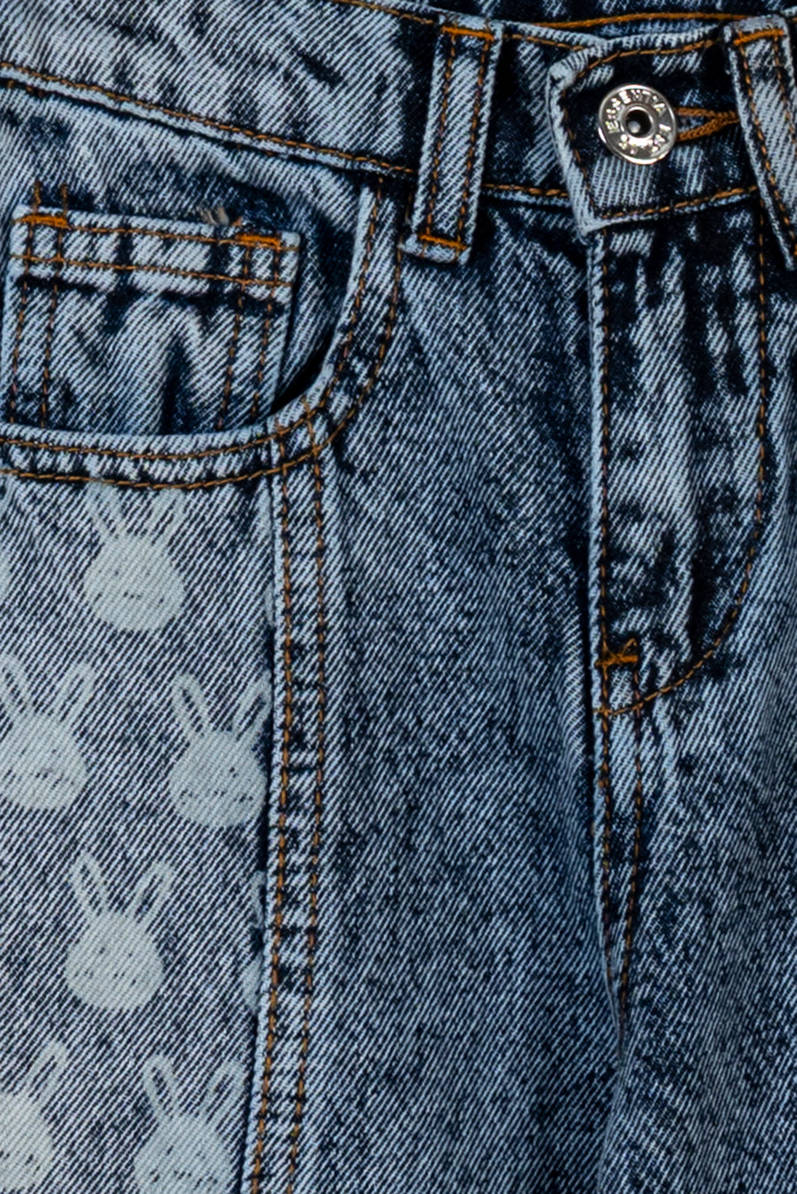 Bunny Print Wide Leg Jean