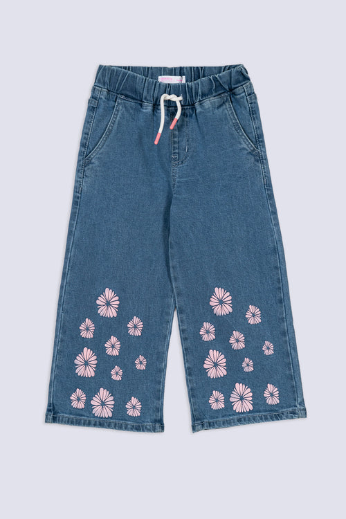 Blossom Print Denim Culottes