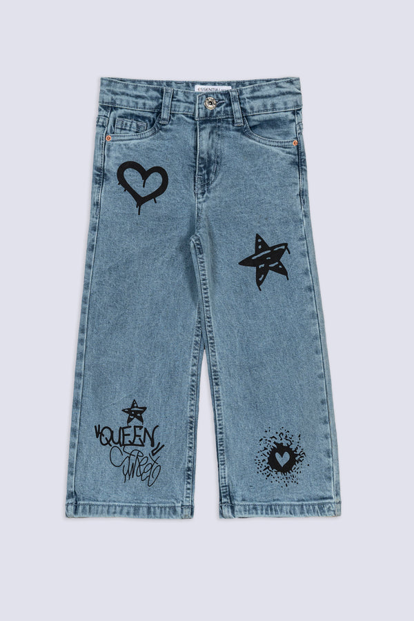 Graffiti Heart Denim Jean