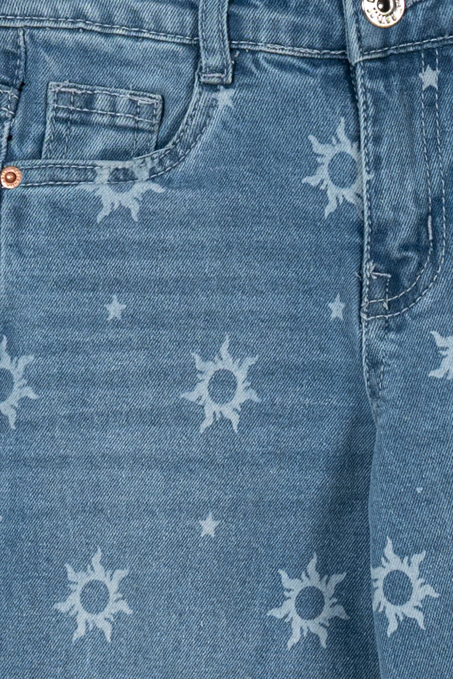 Sunburst Print Denim Culottes