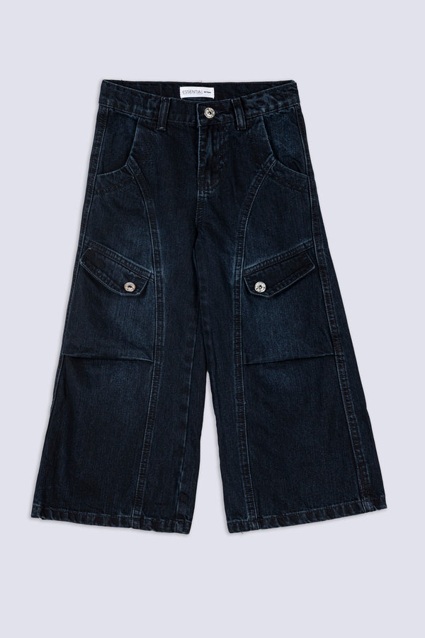 Girls' Wide-Leg Utility Denim