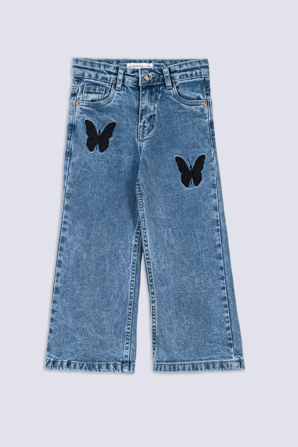 Girls' Butterfly Detail Cropped Jean