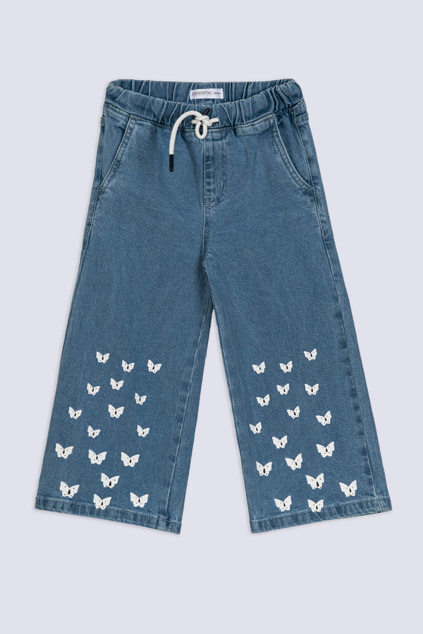 Girl's Butterfly Denim Culotte