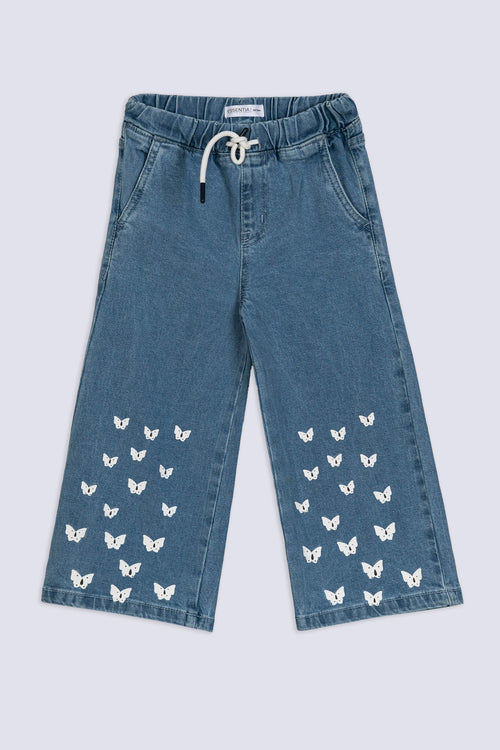 Girl's Butterfly Denim Culotte