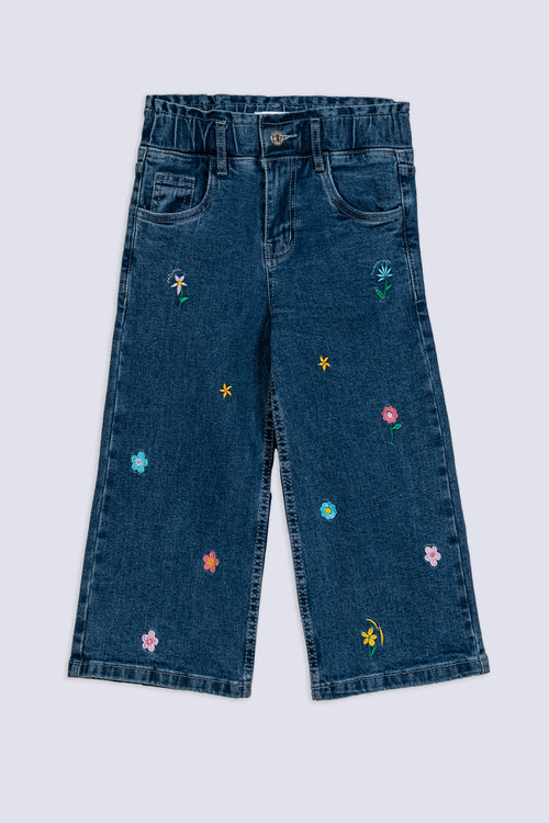 Girl's Floral Embroidered Jean