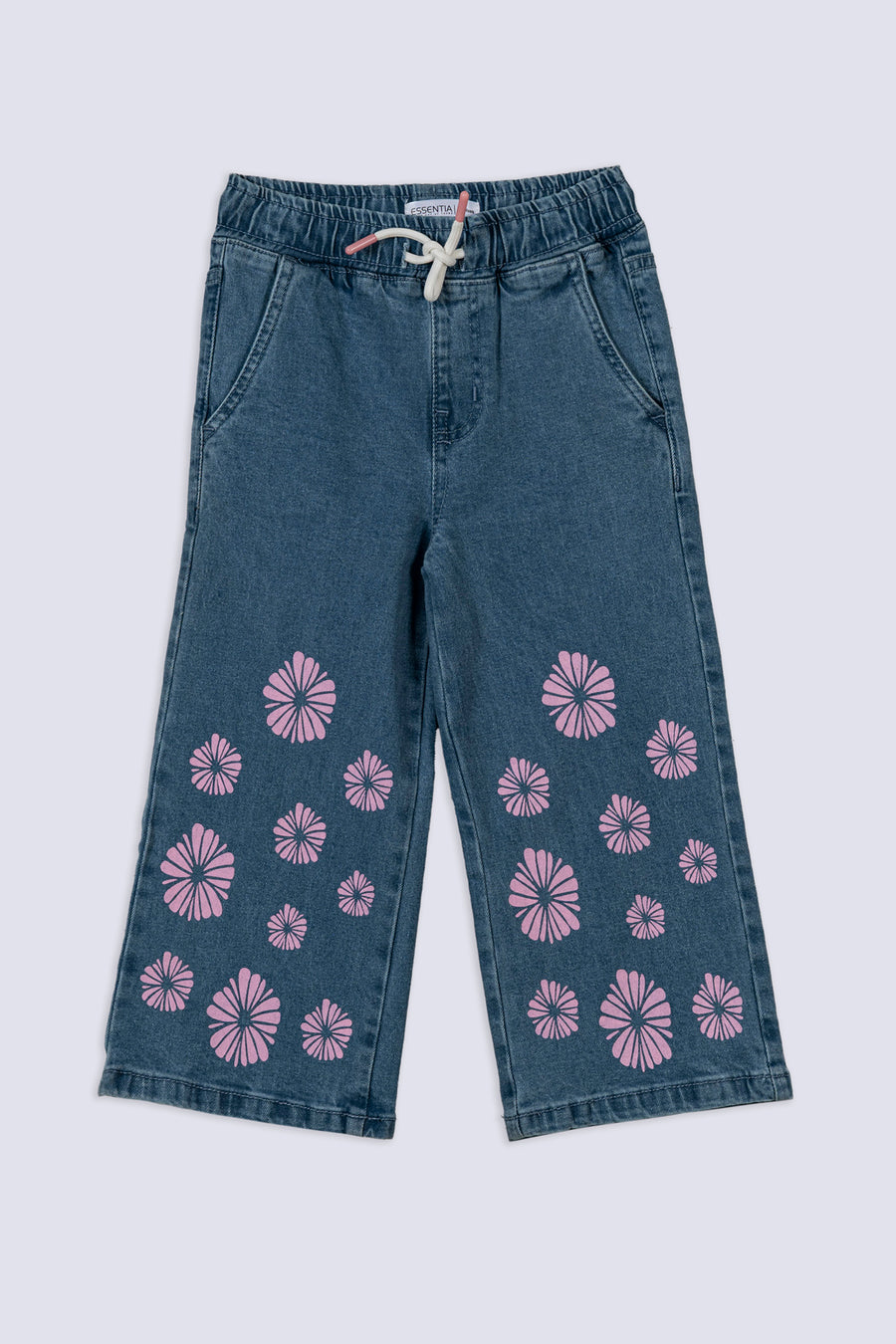 Girl's Floral Wide Leg Denim Pant
