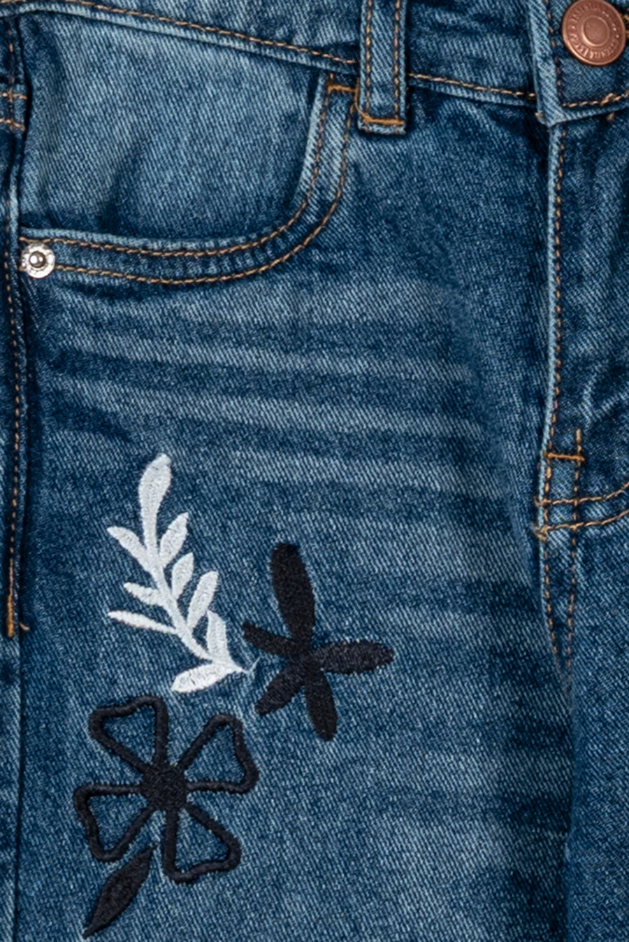 Girl's Bloom Stitch Denim Pant