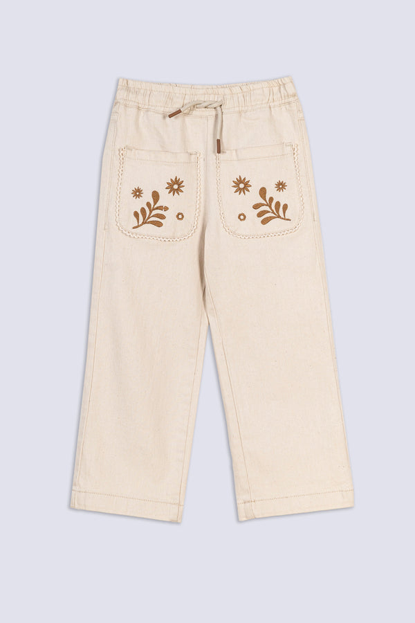 Girl's Floral Embroidered Jeans
