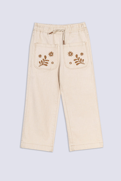 Girl's Floral Embroidered Jeans
