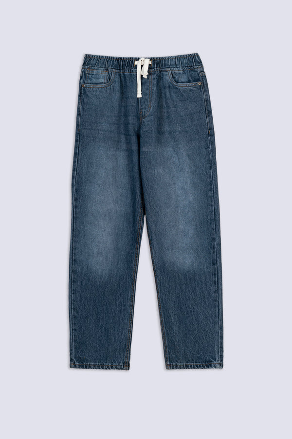 Men's Elastic Waist Straight Leg Jean