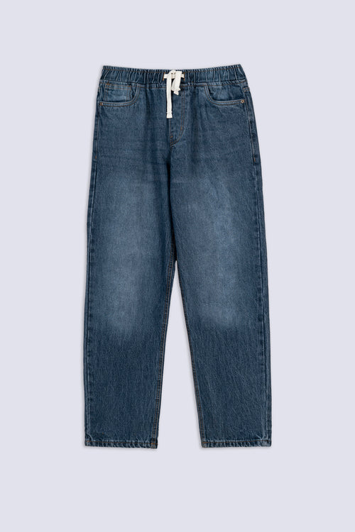 Men's Elastic Waist Straight Leg Jean