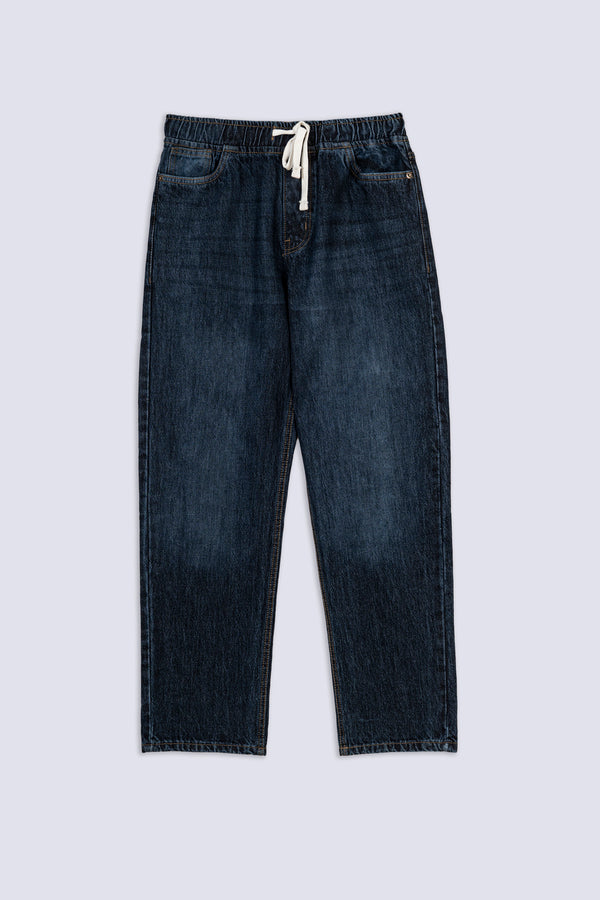 Men's Elastic Waist Straight Leg Jean