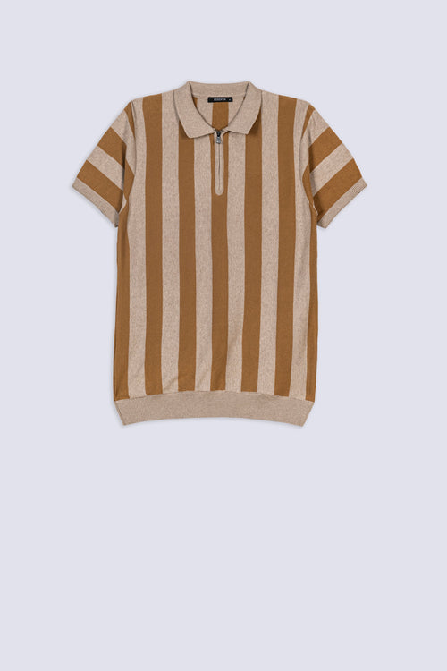 Heritage Stripe Zip Polo