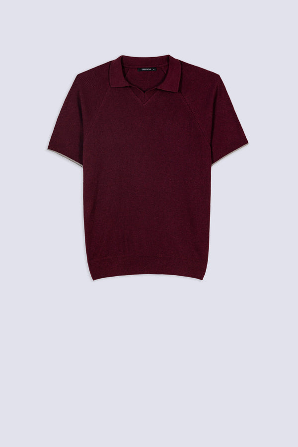 Men's Maroon Raglan Knit Polo