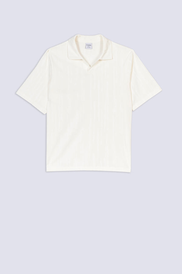 Men's Vertical Texture Open-Collar Polo