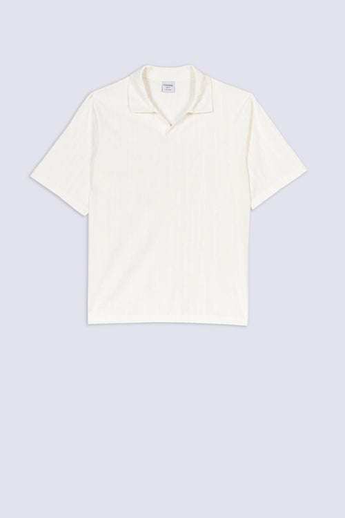 Men's Vertical Texture Open-Collar Polo