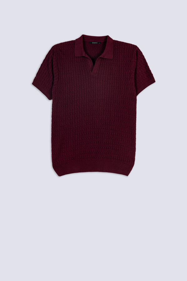 Men's Cable Texture Polo