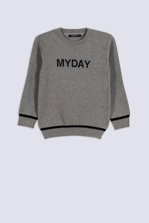 Boy's My Day Knit Sweater