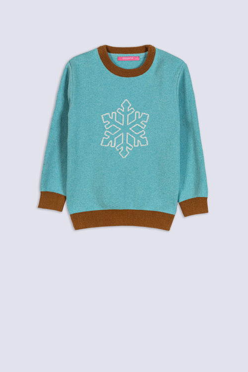 Gilr's Snowflake Knit Sweater