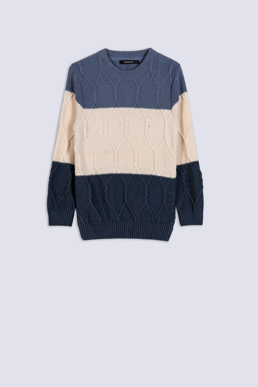 Boy's Tri-Tone Cable Knit Sweater