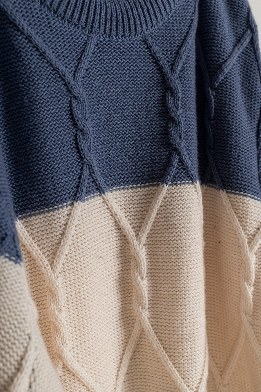 Boy's Tri-Tone Cable Knit Sweater