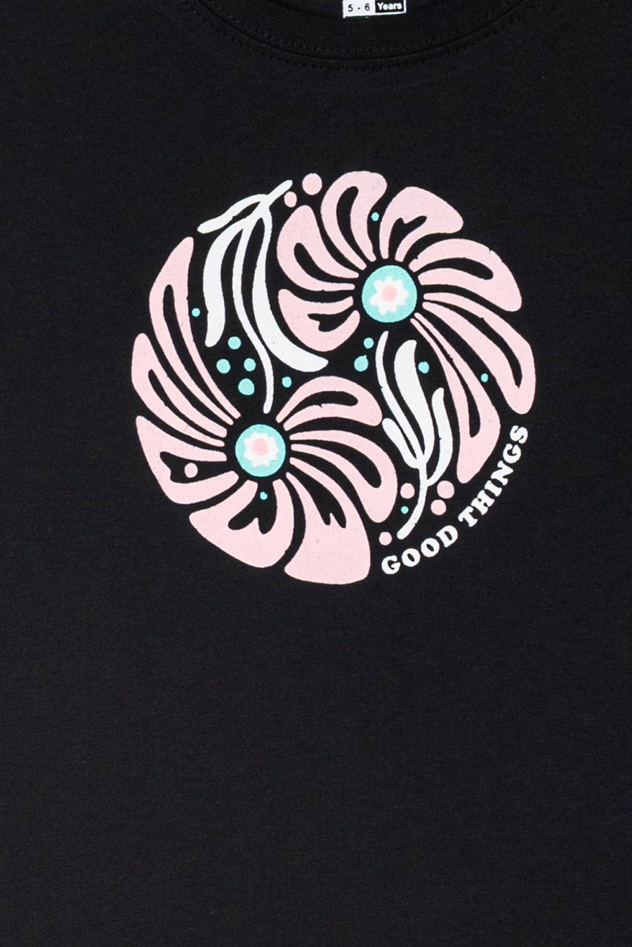 Girls' Black Blossom Graphic Tee