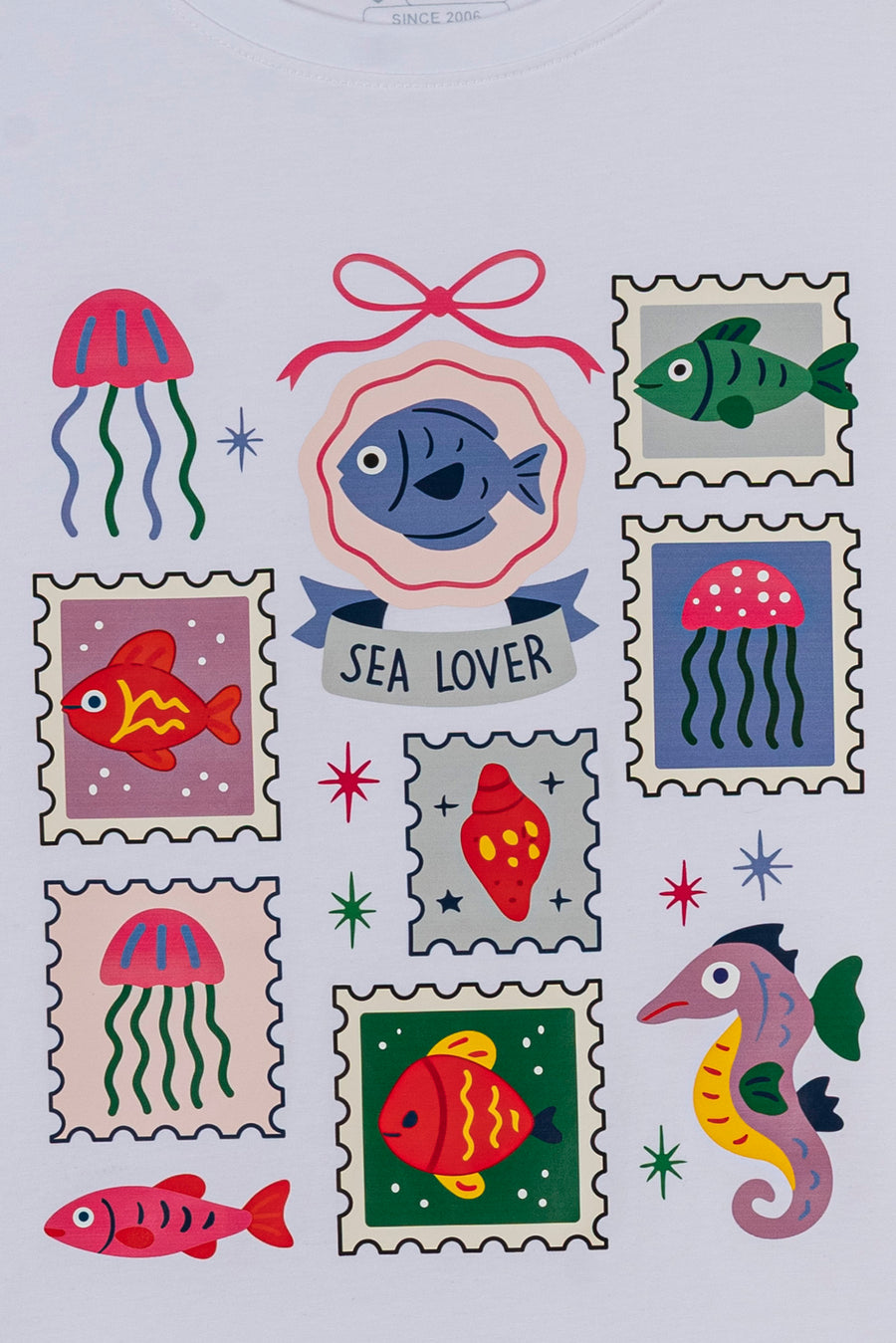 Ladies Sea Life Stamps T-Shirt