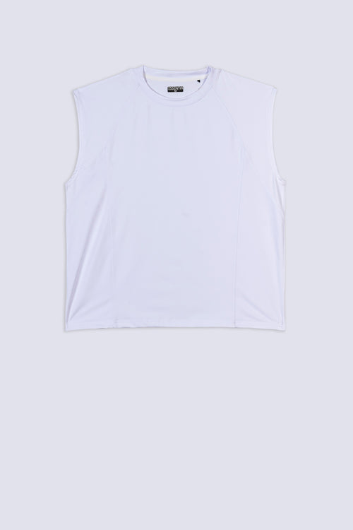 Men's White Boxy Muscle Tank