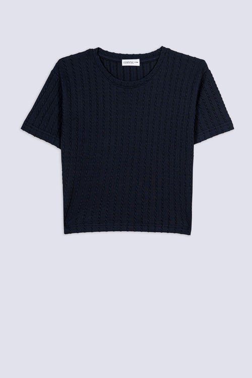 Girl's Textured Cable T-Shirt S/Slv