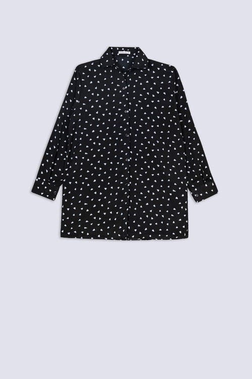 Ladies Black Heart Pattern Shirt