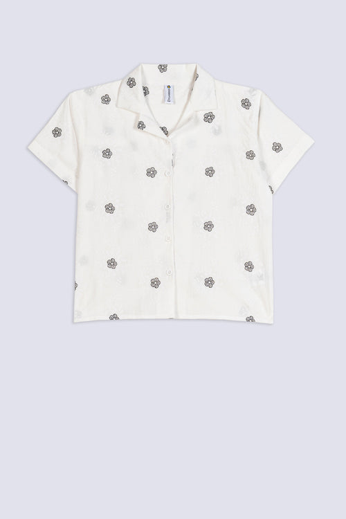 Girl's Daisy Embroidered Top