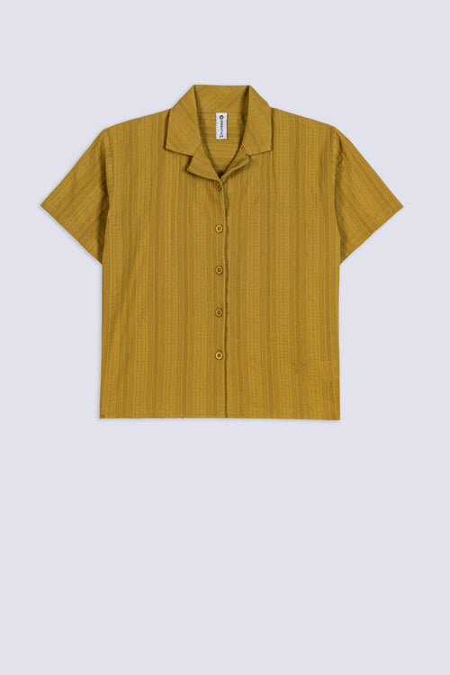 Girl's Mustard Crinkle Camp Shirt