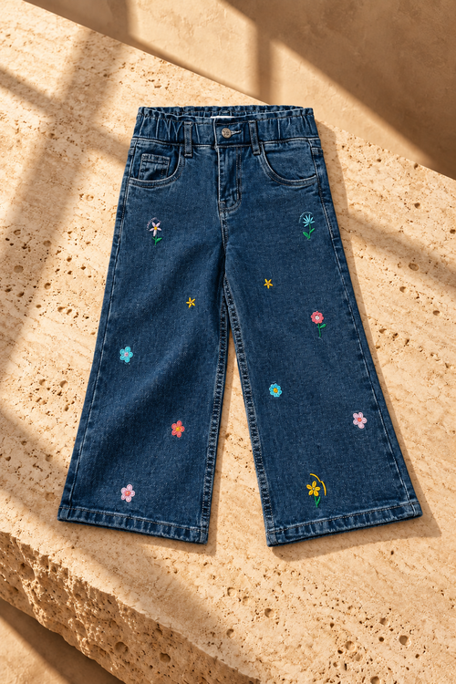 Girl's Floral Embroidered Jean