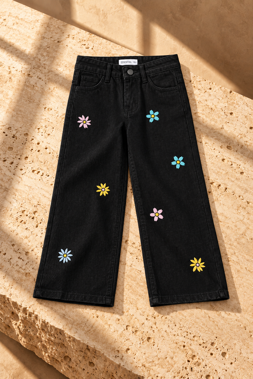 Girl's Daisy Embroidered Jean