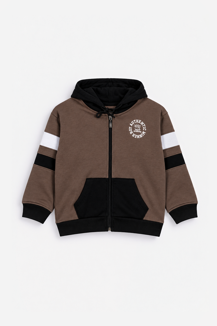 Boy's Colour Block Zip Hoodie - front