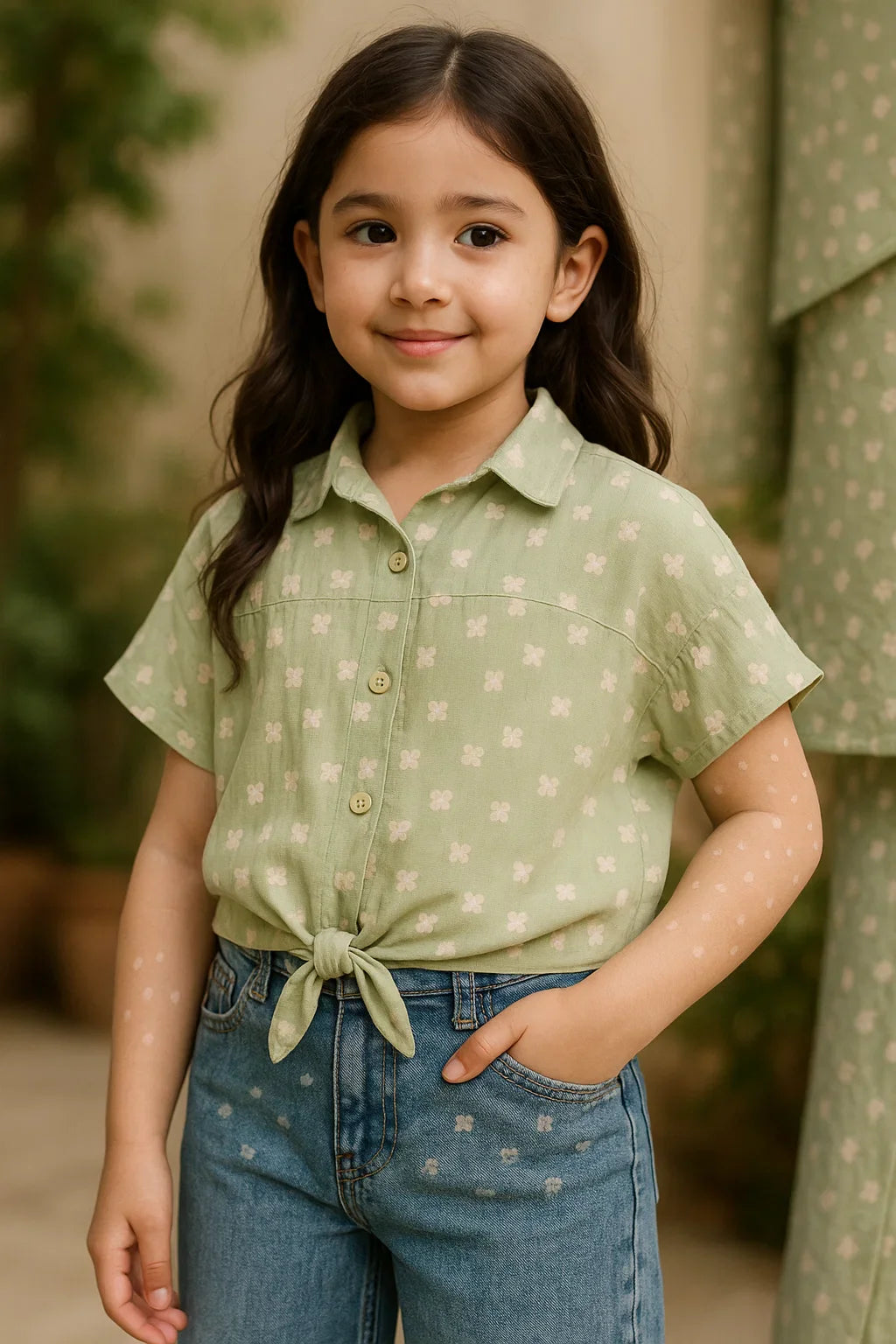Girl's Button Up Floral Top