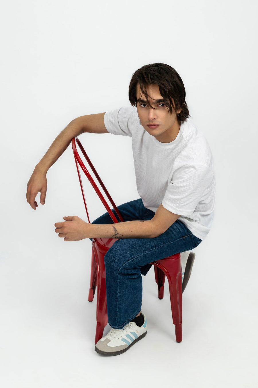 White Textured Men's T-Shirt
