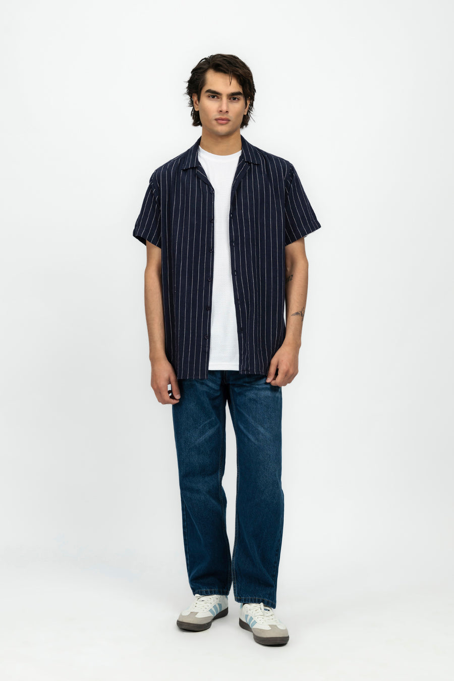Navy Blue Men's Resort Collar Shirt