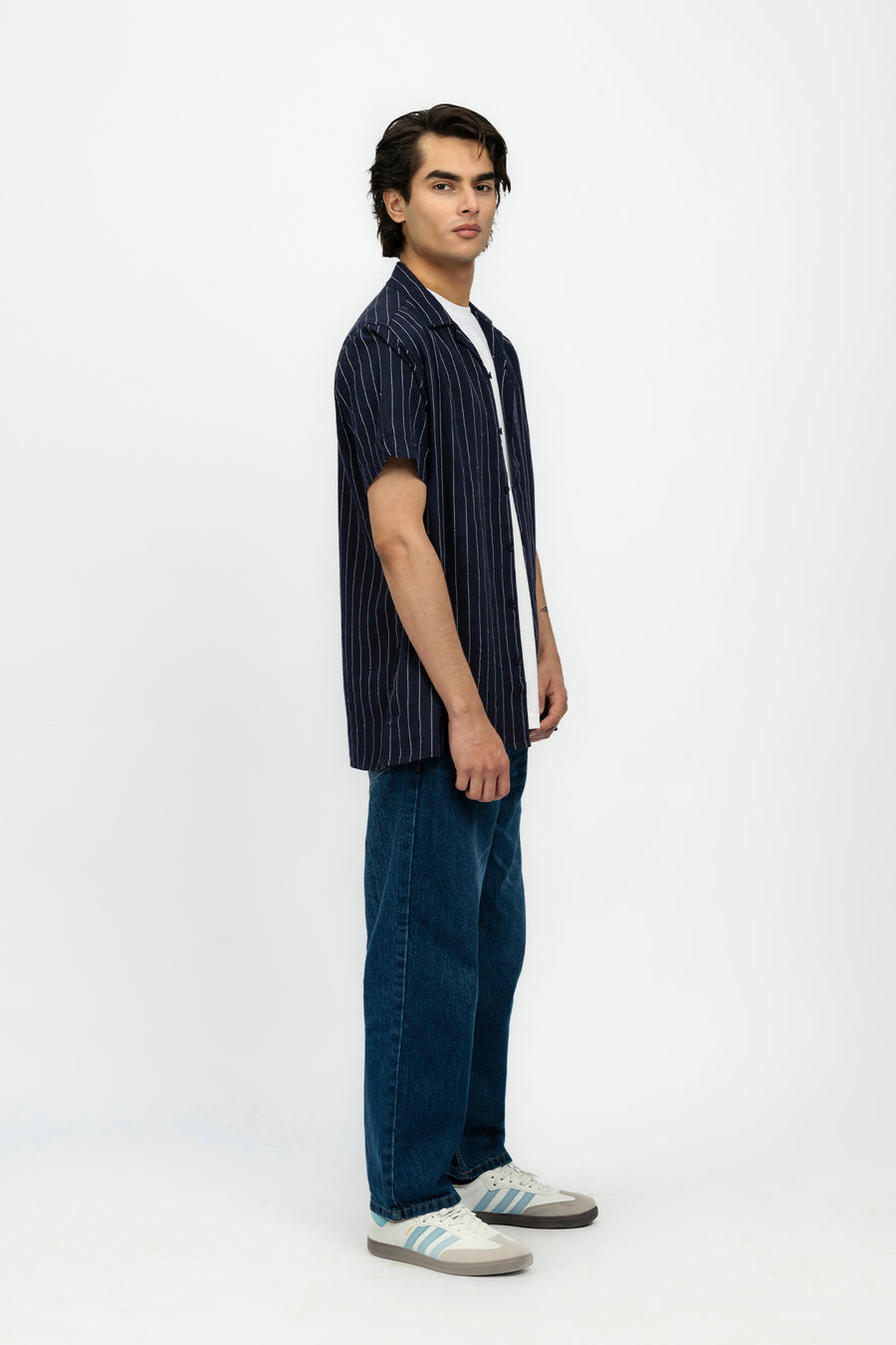 Navy Blue Men's Resort Collar Shirt