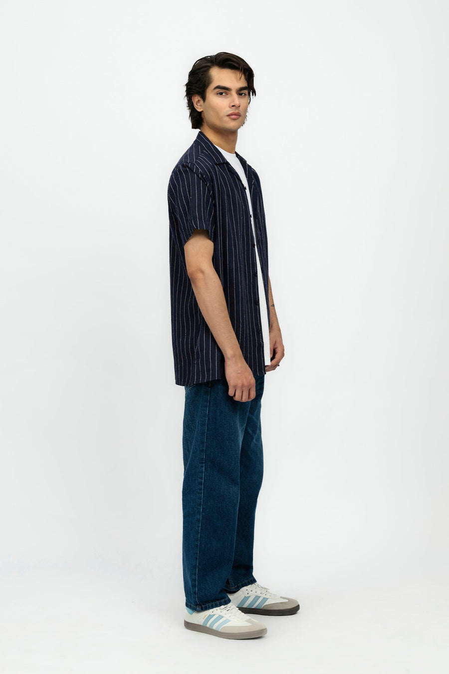 Navy Blue Men's Resort Collar Shirt