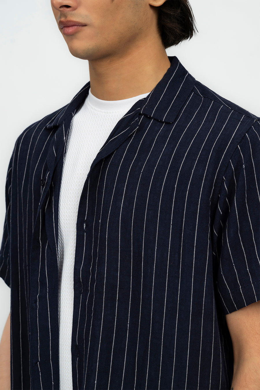 Navy Blue Men's Resort Collar Shirt