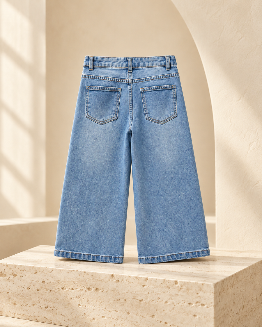 Girls' Bow Embroidered Denim
