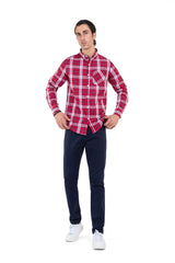 Men's Red Checked Casual Shirt