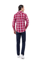 Men's Red Checked Casual Shirt