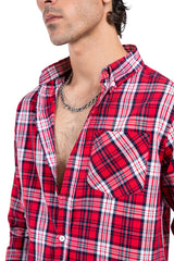 Men's Red Checked Casual Shirt