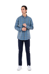 Blue Window Check Casual Shirt