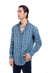 Blue Window Check Casual Shirt