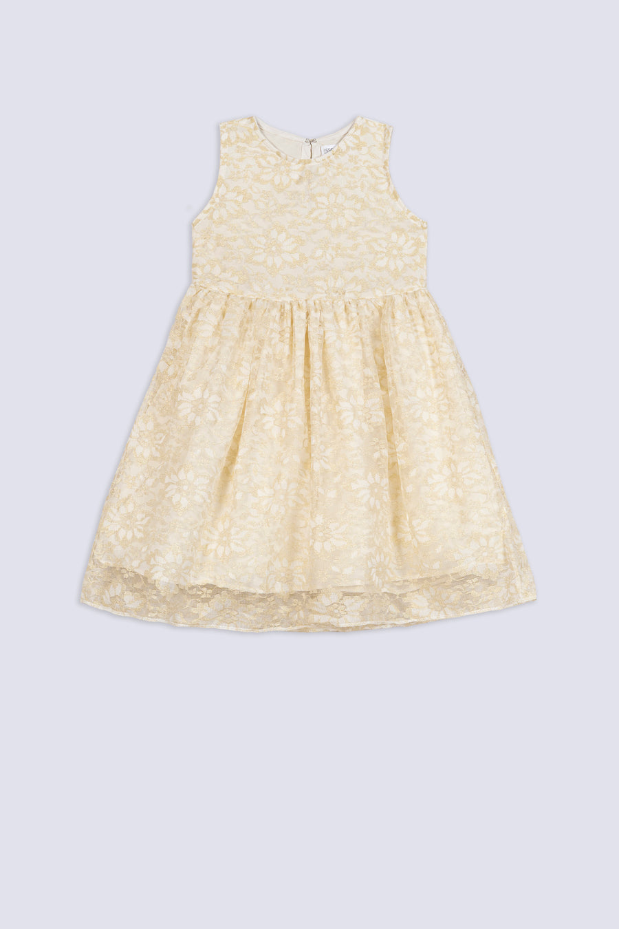 Girl's Gold Lace Overlay Party Dress