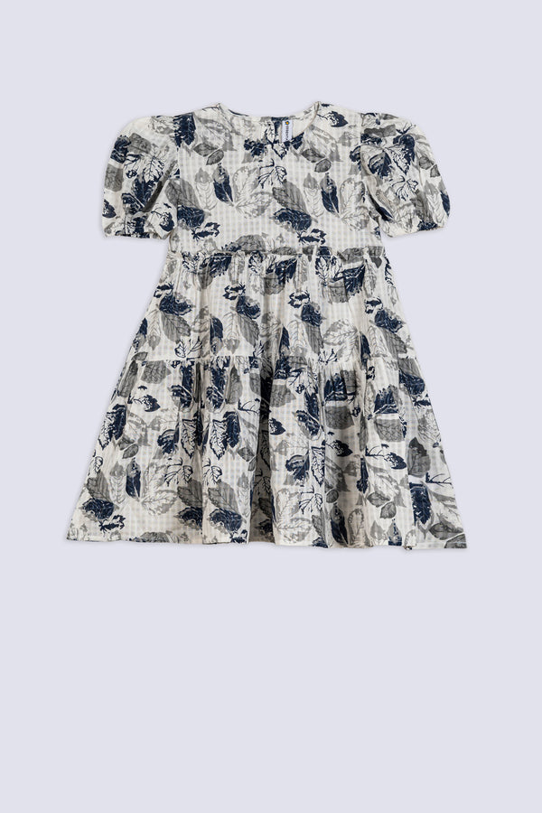 Girl's Leaf Print Puff Top