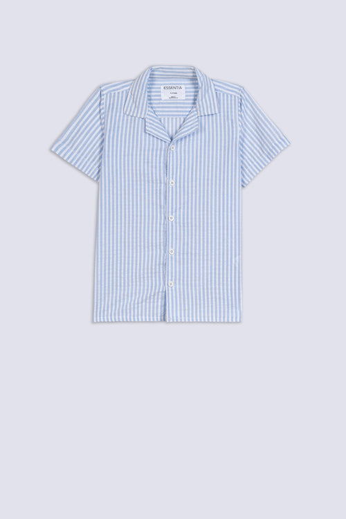 Boy's Blue Stripe Camp Shirt